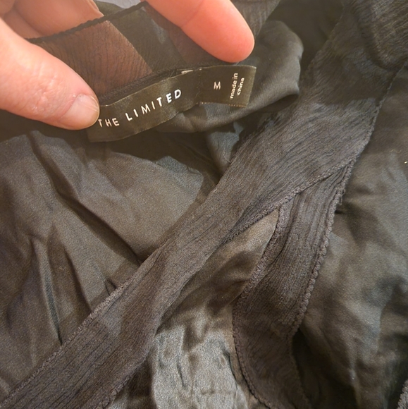 The Limited Black V-Neck Silk Tank w Sheer Trim M - Picture 3 of 5